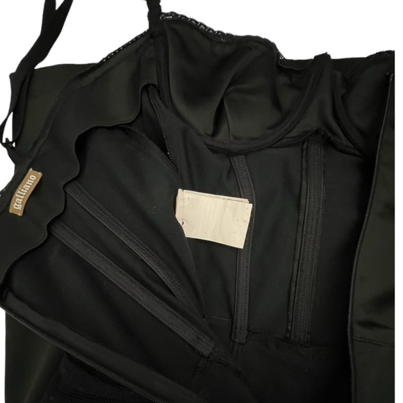 Galliano Vintage Y2K 2000’s Collection Black Spaghetti Strap Bustier Dress - Picture 6 of 9